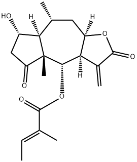 2-Methyl-2-butenoic acid dodecahydro-7-hydroxy-4a,8-dimethyl-3-methylene-2,5-dioxoazuleno[6,5-b]furan-4-yl ester 구조식 이미지