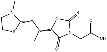 5-[1-METHYL-2-(3-METHYL-2-THIAZOLIDINYLIDENE)ETHYLIDENE]-4-OXO- 2-THIOXO-3- THIAZOLIDINEACETIC ACID Structure
