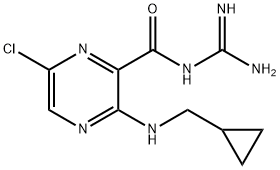 N-아미디노-6-클로로-3-[(사이클로프로필메틸)아미노]피라진카복사미드 구조식 이미지