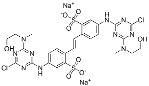 disodium 4,4'-bis[[4-chloro-6-[(2-hydroxyethyl)methylamino]-1,3,5-triazin-2-yl]amino]stilbene-2,2'-disulphonate Structure