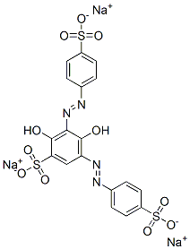 trisodium 2,4-dihydroxy-3,5-bis[(4-sulphonatophenyl)azo]benzenesulphonate Structure