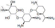 (2R,3R,4R,5R)-2-[(1S,2S,3R,4S,6R)-4,6-diamino-3-[(2R,3R,6S)-3-amino-6-[(1R)-1-aminoethyl]oxan-2-yl]oxy-2-hydroxy-cyclohexyl]oxy-5-methyl-4-methylamino-oxane-3,5-diol 구조식 이미지