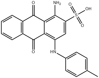 1-amino-9,10-dihydro-9,10-dioxo-4-p-toluidinoanthracene-2-sulphonic acid 구조식 이미지