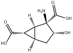 Bicyclo[3.1.0]hexane-2,6-dicarboxylic acid, 2-amino-3-hydroxy-, (1S,2R,3R,5R,6S)- (9CI) 구조식 이미지