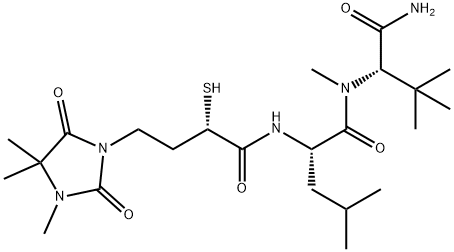 (2S)-3,3-dimethyl-2-methylamino-N-[(2S)-4-methyl-2-[[(2S)-2-sulfanyl-4 -(3,4,4-trimethyl-2,5-dioxo-imidazolidin-1-yl)butanoyl]amino]pentanoyl ]butanamide Structure