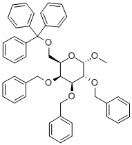 메틸-6-O-트리틸-2,3,4-트리-O-벤질-α-D-갈락토피라노시드 구조식 이미지
