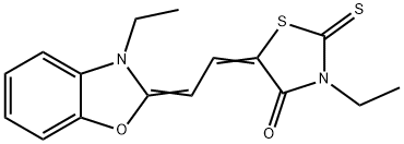 3-ethyl-5-[(3-ethyl-(3H)-benzoxazol-2-ylidene)ethylidene]-2-thioxothiazolidin-4-one 구조식 이미지