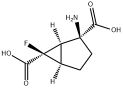 Bicyclo[3.1.0]hexane-2,6-dicarboxylic acid, 2-amino-6-fluoro-, (1R,2S,5R,6R)- (9CI) 구조식 이미지