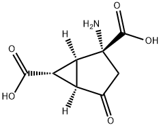 Bicyclo[3.1.0]hexane-2,6-dicarboxylic acid, 2-amino-4-oxo-, (1S,2R,5R,6R)- 구조식 이미지