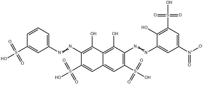 2,7-Naphthalenedisulfonic acid,4,5-dihydroxy-3-[(2-hydroxy-5-nitro-3-sulfophenyl)azo]-6-[(3-sulfophenyl)azo]- Structure