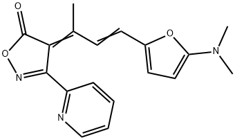 5(4H)-Isoxazolone,  4-[3-[5-(dimethylamino)-2-furanyl]-1-methyl-2-propenylidene]-3-(2-pyridinyl)-  (9CI) 구조식 이미지