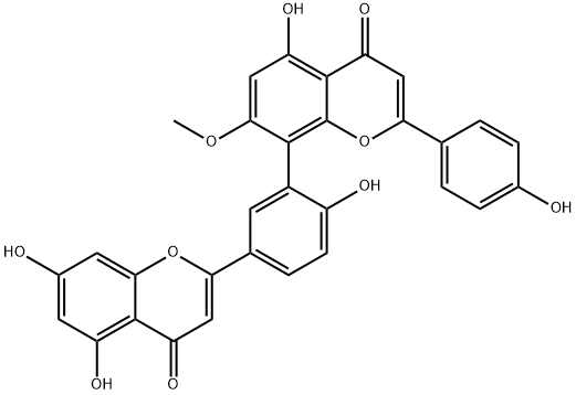 2608-21-1 8-[3-(4-Oxo-5,7-dihydroxy-4H-1-benzopyran-2-yl)-6-hydroxyphenyl]-2-(4-hydroxyphenyl)-5-hydroxy-7-methoxy-4H-1-benzopyran-4-one