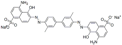 6,6'-[(3,3'-Dimethyl-1,1'-biphenyl-4,4'-diyl)bis(azo)]bis[4-amino-5-hydroxy-1-naphthalenesulfonic acid]disodium salt 구조식 이미지