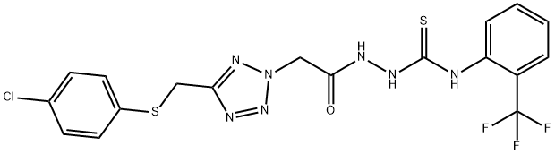 N1-[2-(TRIFLUOROMETHYL)PHENYL]-2-[2-(5-{[(4-CHLOROPHENYL)THIO]METHYL}-2H-1,2,3,4-TETRAAZOL-2-YL)ACETYL]HYDRAZINE-1-CARBOTHIOAMIDE Structure