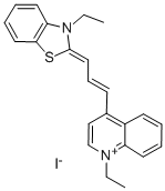 1-ethyl-4-[3-(3-ethyl-3H-benzothiazol-2-ylidene)prop-1-enyl]quinolinium iodide  구조식 이미지