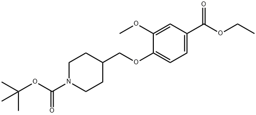 tert-부틸4-((4-(에톡시카르보닐)-2-메톡시페녹시)메틸)피페리딘-1-카르복실레이트 구조식 이미지