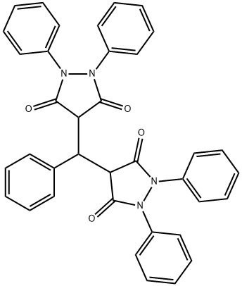 4,4'-(페닐메틸렌)비스(1,2-디페닐-3,5-피라졸리딘디온) 구조식 이미지