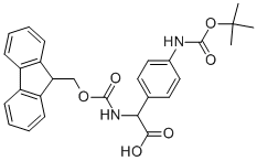 (4-TERT-BUTOXYCARBONYLAMINO-PHENYL)-[(9H-FLUOREN-9-YLMETHOXYCARBONYLAMINO)]-아세틱산 구조식 이미지