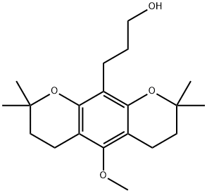 3,4,7,8-Tetrahydro-5-methoxy-2,2,8,8-tetramethyl-2H,6H-benzo[1,2-b:5,4-b']dipyran-10-(1-propanol) 구조식 이미지