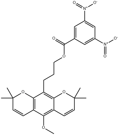 5-Methoxy-2,2,8,8-tetramethyl-2H,8H-benzo[1,2-b:5,4-b']dipyran-10-(1-propanol)3,5-dinitrobenzoate 구조식 이미지