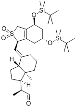 4-[[(4S,6R)-4,6-Bis[[(tert-butyl)dimethylsilyl]oxy]-1,3,4,5,6,7-hexahydro-2,2-dioxidobenzo[c]thien-1-yl]methylene]octahydro-a,7a-dimethyl-1H-indene-1-acetaldehyde 구조식 이미지