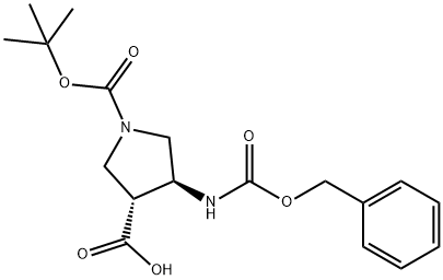 (3R,4S)-1-Boc-4-Cbz-amino-3-pyrrolidinecarboxylic acid 구조식 이미지