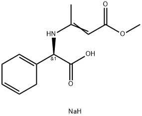 (R)-(+)-alpha-[(3-Methoxy-1-methyl-3-oxo-1-propenyl)amino]-1,4-cyclohexadiene-1-acetic acid sodium salt Structure