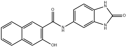 3-Hydroxy-N-(2-oxo-1,3-dihydrobenzoimidazol-5-yl)naphthalene-2-carboxamide 구조식 이미지