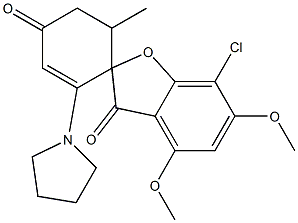 7-Chloro-4,6-dimethoxy-6'-methyl-2'-(1-pyrrolidinyl)spiro[benzofuran-2(3H),1'-[2]cyclohexene]-3,4'-dione 구조식 이미지