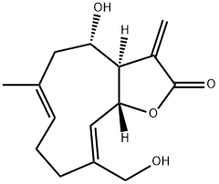 (3aR,4S,6E,10Z,11aR)-3a,4,5,8,9,11a-Hexahydro-4-hydroxy-10-(hydroxymethyl)-6-methyl-3-methylenecyclodeca[b]furan-2(3H)-one 구조식 이미지