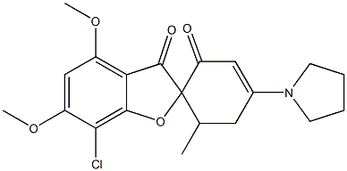 7-Chloro-4,6-dimethoxy-6'-methyl-4'-(1-pyrrolidinyl)spiro[benzofuran-2(3H),1'-[3]cyclohexene]-2',3-dione Structure