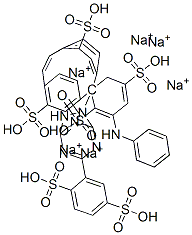 1,4-벤젠디술폰산,2,2-1,2-에텐디일비스(3-술포-4,1-페닐렌)이미노6-(페닐아미노)-1,3,5-트리아진-4,2-디일이미노비스-,육나트륨염 구조식 이미지