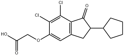 [(6,7-Dichloro-2-cyclopentyl-2,3-dihydro-1-oxo-1H-inden-5-yl)oxy]acetic acid 구조식 이미지