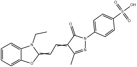 p-[4-[(3-ethyl-3H-benzoxazol-2-ylidene)ethylidene]-4,5-dihydro-3-methyl-5-oxo-1H-pyrazol-1-yl]benzenesulphonic acid 구조식 이미지