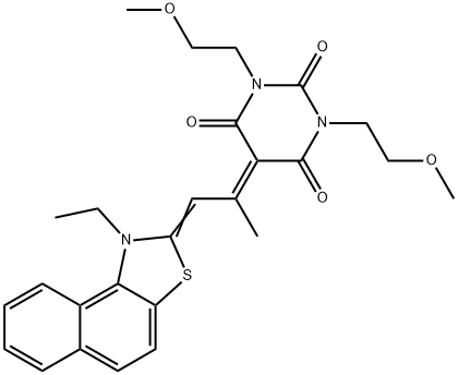 5-[2-(1-ethylnaphtho[1,2-d]thiazol-2(1H)-ylidene)-1-methylethylidene]-1,3-bis(2-methoxyethyl)barbituric acid 구조식 이미지