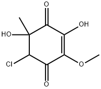 (-)-6-Chloro-3,5-dihydroxy-2-methoxy-5-methyl-2-cyclohexene-1,4-dione 구조식 이미지