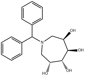 1H-Azepine-3,4,5,6-tetrol, 1-(diphenylmethyl)hexahydro-, (3R,4R,5R,6R)- Structure