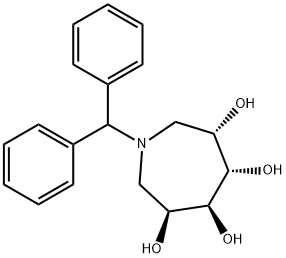 1H-Azepine-3,4,5,6-tetrol, 1-(diphenylmethyl)hexahydro-, (3S,4S,5S,6S)- 구조식 이미지