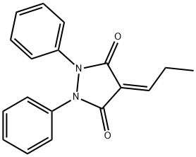 1,2-디페닐-4-프로필리덴-3,5-피라졸리딘디온 구조식 이미지