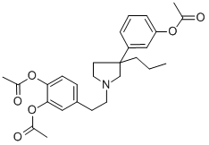 4-(2-(3-(m-Hydroxyphenyl)-3-propyl-1-pyrrolidinyl)ethyl)pyrocatechol t riacetate 구조식 이미지