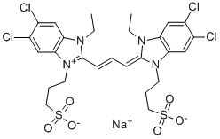 5,6-DICHLORO-2-(3-(5,6-DICHLORO-1-ETHYL-3-(3-SULFOPROPYL)-1,3-DIHYDRO-2H-BENZIMIDAZOL-2-YLIDENE)-1-PROPENYL)-1-ETHYL-3-(3-SULFOPROPYL)-1H-BENZIMIDAZOLIUM INNER SALT SODIUM SALT Structure