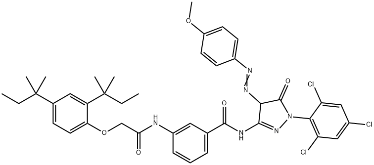 3-[[2-[2,4-Bis(2-methylbutan-2-yl)phenoxy]acetyl]amino]-N-[4,5-dihydro-4-(4-methoxyphenyl)diazenyl-5-oxo-1-(2,4,6-trichlorophenyl)-4H-pyrazol-3-yl]benzamide 구조식 이미지