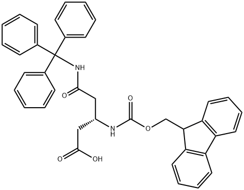 (3S)-3-(9H-Fluoren-9-ylmethoxycarbonylamino)-5-oxo-5-[tri(phenyl)methylamino]pentanoic acid 구조식 이미지