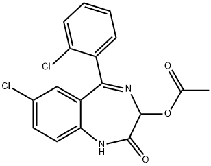3-(Acetyloxy)-7-chloro-5-(2-chlorophenyl)-1,3-dihydro-2H-1,4-benzodiazepin-2-one 구조식 이미지