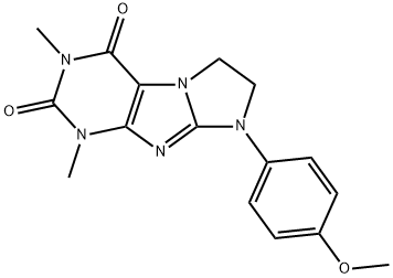 7,8-Dihydro-8-(p-methoxyphenyl)-1,3-dimethyl-1H-imidazo[2,1-f]purine-2,4(3H,6H)-dione 구조식 이미지