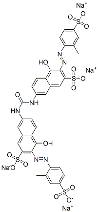 tetrasodium 7,7'-(carbonyldiimino)bis[4-hydroxy-3-[(2-methyl-4-sulphonatophenyl)azo]naphthalene-2-sulphonate] 구조식 이미지
