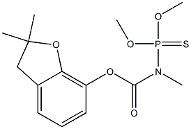 N-(Dimethoxyphosphinothioyl)-N-methylcarbamicacid2,3-dihydro-2,2-디메틸벤조푸란-7-일에스테르 구조식 이미지