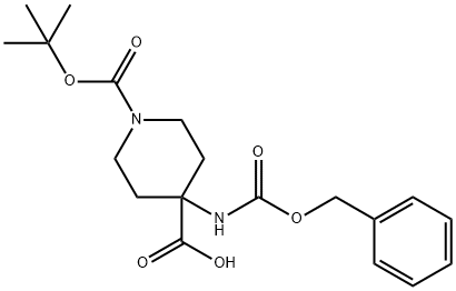 4-BENZYLOXYCARBONYLAMINO-PIPERIDINE-1,4-DICARBOXYLIC ACID MONO-TERT-BUTYL ESTER 구조식 이미지