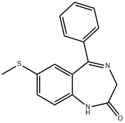 1,3-Dihydro-7-(methylthio)-5-phenyl-2H-1,4-benzodiazepine-2-one 구조식 이미지