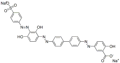 disodium 5-[[4'-[[2,4-dihydroxy-3-[(4-sulphonatophenyl)azo]phenyl]azo][1,1'-biphenyl]-4-yl]azo]salicylate 구조식 이미지